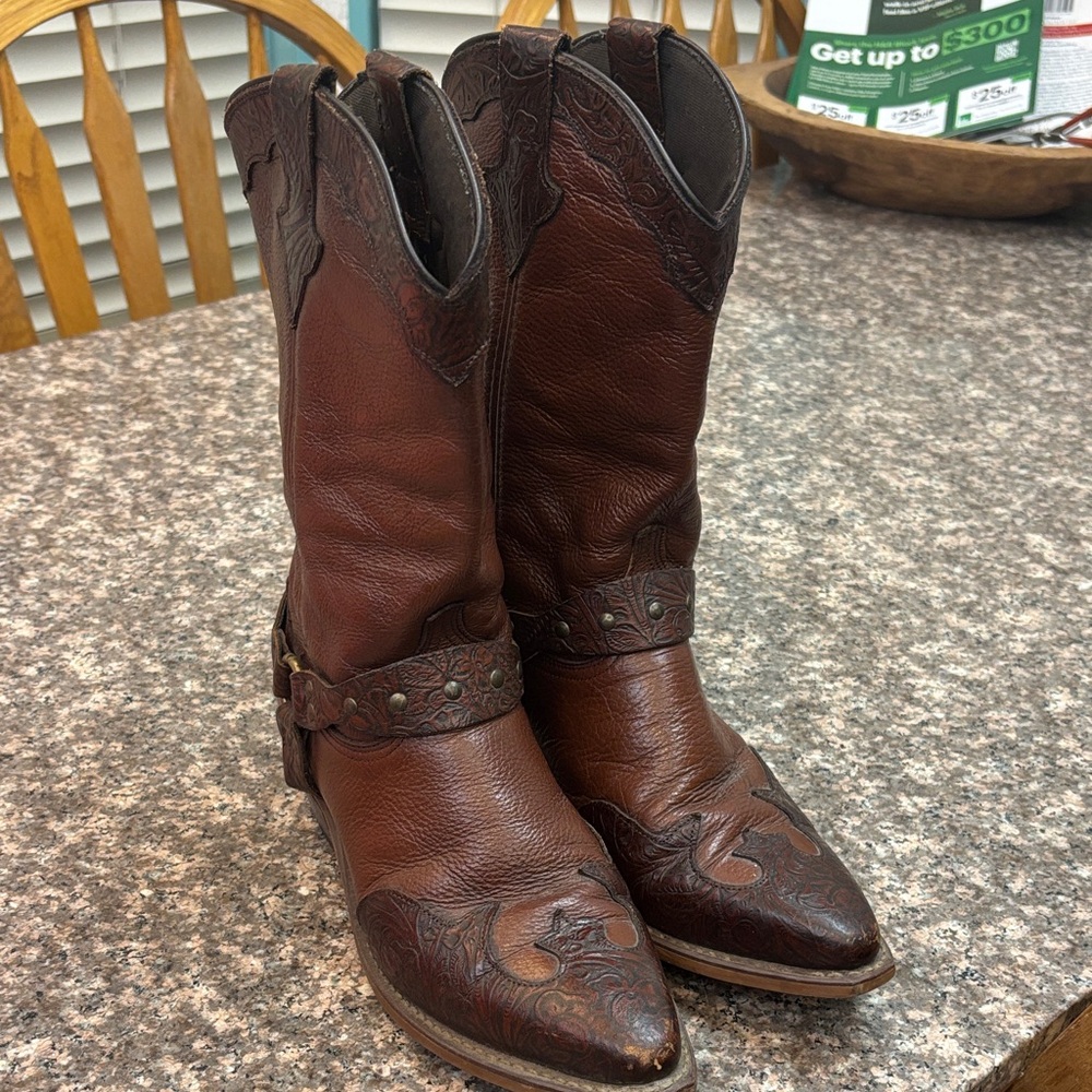 Western Brown Leather Boots